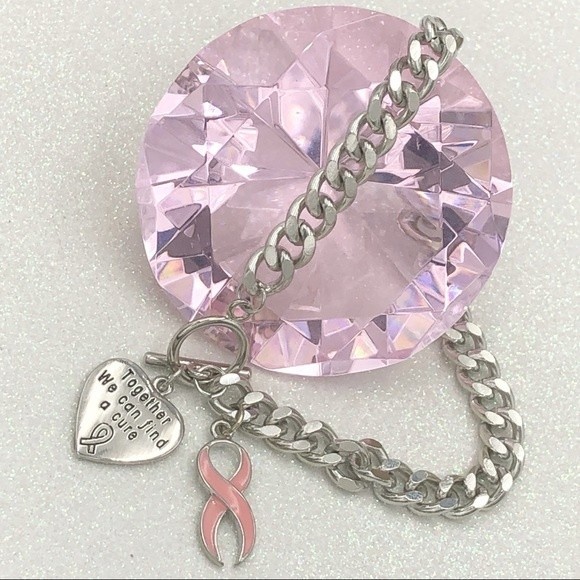 🌼 Pink Ribbon Breast Cancer Bracelet - Picture 1 of 2